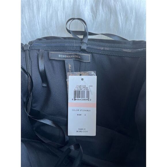 🆕 BCBGMAXAZRIA Women's Black Strapless Knee Length Cocktail Dress Size 2 - Picture 8 of 14